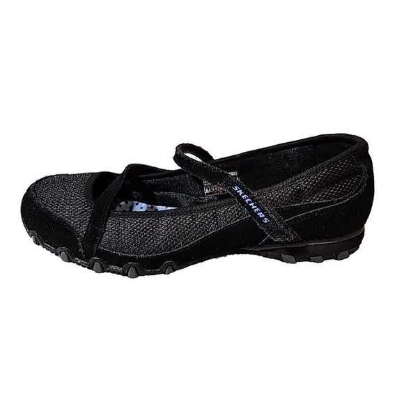 Skechers Black‎ Textile Bikers Get Up Memory Foam Mary Jane Sneaker Flats 8.5 - Picture 1 of 8